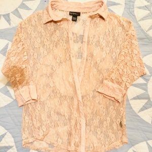 Pretty button-up lace over shirt